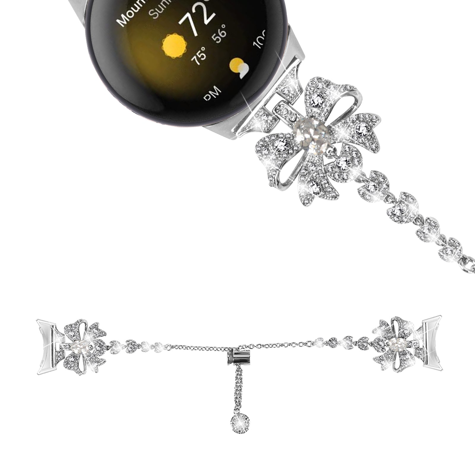 For Google Pixel Watch 2 Pixel Watch Rhinestone Bowknot Stainless Steel Watch Strap Adjustable Bracelet Wristband For Google Pixel Watch 2 Pixel Watch Rhinestone Bowknot Stainless Steel Watch Strap Adjustable Bracelet Wristband